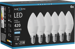 Mexen Nova 6x Ampoule LED E14, C37, 4W, Froid - 6500K, 420 lm - L102-E14-0465-01x06