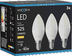 Mexen Nova 3x Ampoule LED E14, C37, 5W, Chaude - 3000K, 525 lm - L102-E14-0530-01x03