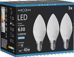 Mexen Nova 3x Ampoule LED E14, C37, 6W, Froide - 6500K, 630 lm - L102-E14-0665-01x03