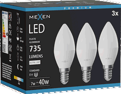 Mexen Nova 3x Ampoule LED E14, C37, 7W, Neutre - 4000K, 735 lm - L102-E14-0740-01x03