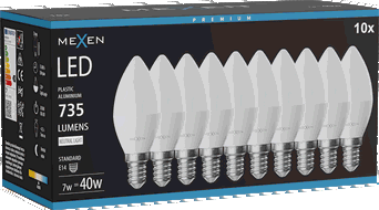 Mexen Nova 10x Ampoule LED E14, C37, 7W, Neutre - 4000K, 735 lm - L102-E14-0740-01x10