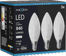 Mexen Nova 3x Ampoule LED E14, C37, 8W, Neutre - 4000K, 840 lm - L102-E14-0840-01x03