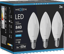 Mexen Nova 3x Ampoule LED E14, C37, 8W, Froid - 6500K, 840 lm - L102-E14-0865-01x03