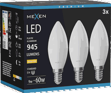 Mexen Nova 3x Ampoule LED E14, C37, 9W, Chaude - 3000K, 945 lm - L102-E14-0930-01x03