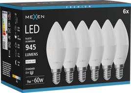 Mexen Nova 6x Ampoule LED E14, C37, 9W, Neutre - 4000K, 945 lm - L102-E14-0940-01x06