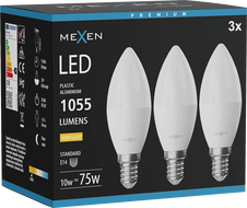 Mexen Nova 3x Ampoule LED E14, C37, 10W, Chaude - 3000K, 1055 lm - L102-E14-1030-01x03