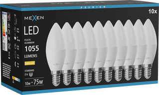 Mexen Nova 10x ampoule LED E14, C37, 10W, Chaude - 3000K, 1055 lm - L102-E14-1030-01x10