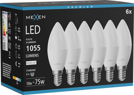 Mexen Nova 6x Ampoule LED E14, C37, 10W, Neutre - 4000K, 1055 lm - L102-E14-1040-01x06
