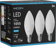 Mexen Nova 3x ampoule LED E14, C37, 10W, Froid - 6500K, 1055 lm - L102-E14-1065-01x03