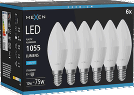 Mexen Nova 6x Ampoule LED E14, C37, 10W, Froid - 6500K, 1055 lm - L102-E14-1065-01x06