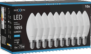 Mexen Nova 10x Ampoule LED E14, C37, 10W, Froid - 6500K, 1055 lm - L102-E14-1065-01x10