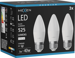 Mexen Nova 3x Ampoule LED E27, C37, 5W, Neutre - 4000K, 525 lm - L102-E27-0540-01x03
