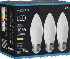 Mexen Nova 3x Ampoule LED E27, C37, 10W, Chaude - 3000K, 1055 lm - L102-E27-1030-01x03