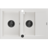 Mexen Gaspar évier en granit 1,5 bac avec égouttoir 737 x 475 mm, blanc, siphon noir - 6507731505-20-B