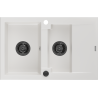 Mexen Gaspar évier en granit à 1,5 cuvette avec égouttoir 737 x 475 mm, Blanc, siphon Noir - 6507731505-20-B