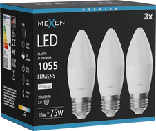 Mexen Nova 3x Ampoule LED E27, C37, 10W, Neutre - 4000K, 1055 lm - L102-E27-1040-01x03