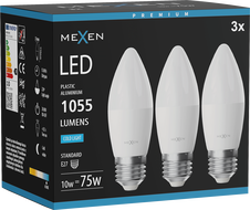 Mexen Nova 3x Ampoule LED E27, C37, 10W, Froide - 6500K, 1055 lm - L102-E27-1065-01x03