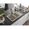 Mexen Gaspar évier en granit 1,5 bac avec égouttoir 737 x 475 mm, beige, siphon noir - 6507731505-69-B