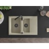 Mexen Gaspar évier en granit 1,5 bac avec égouttoir 737 x 475 mm, beige, siphon noir - 6507731505-69-B