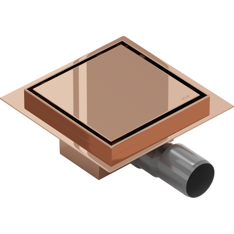 Mexen Flat-Q M13 siphon de sol carré 15 x 15 cm, or rose - 1610015