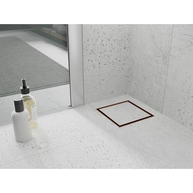 Mexen Flat-Q M13 siphon de sol carré 12 x 12 cm, or rose - 1610012