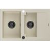 Mexen Gaspar évier en granit 1,5 bac avec égouttoir 737 x 475 mm, beige, siphon noir - 6507731505-69-B