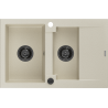 Mexen Gaspar évier en granit à 1,5 cuvette avec égouttoir 737 x 475 mm, Beige, siphon Noir - 6507731505-69-B