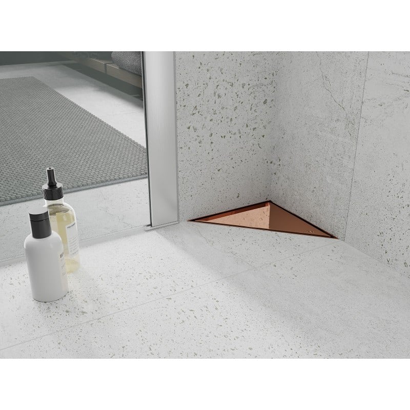 Mexen Flat-T M13 siphon mural triangulaire 20 x 20 cm, or rose - 1610320