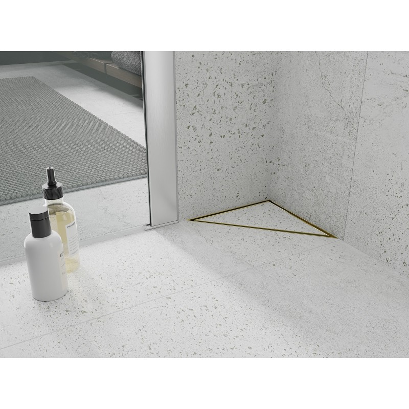 Mexen Flat-T M13 drainage de sol triangulaire 20 x 20 cm, or brossé - 1A10320