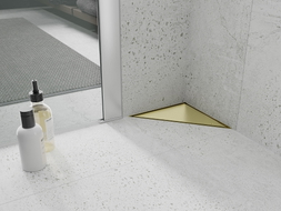 Mexen Flat-T M13 drainage de sol triangulaire 20 x 20 cm, or brossé - 1A10320