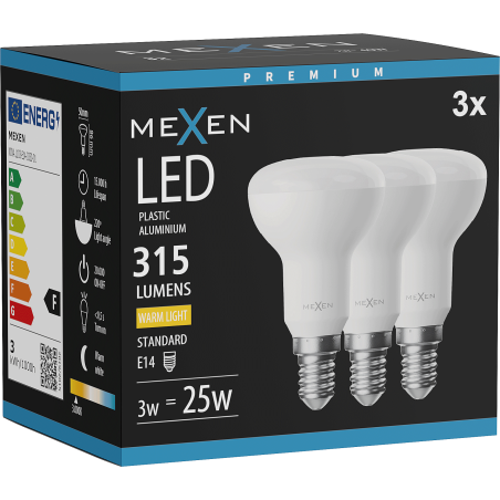 Mexen Nova 3x Ampoule LED E14, R50, 3W, Chaude - 3000K, 315 lm - L103-E14-0330-01x03