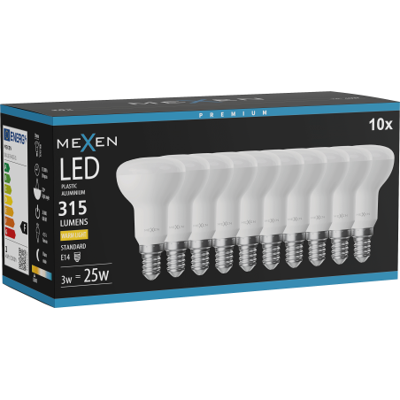 Mexen Nova 10x Ampoule LED E14, R50, 3W, Chaude - 3000K, 315 lm - L103-E14-0330-01x10