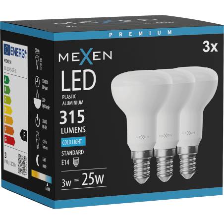 Mexen Nova 3x Ampoule LED E14, R50, 3W, Froid - 6500K, 315 lm - L103-E14-0365-01x03