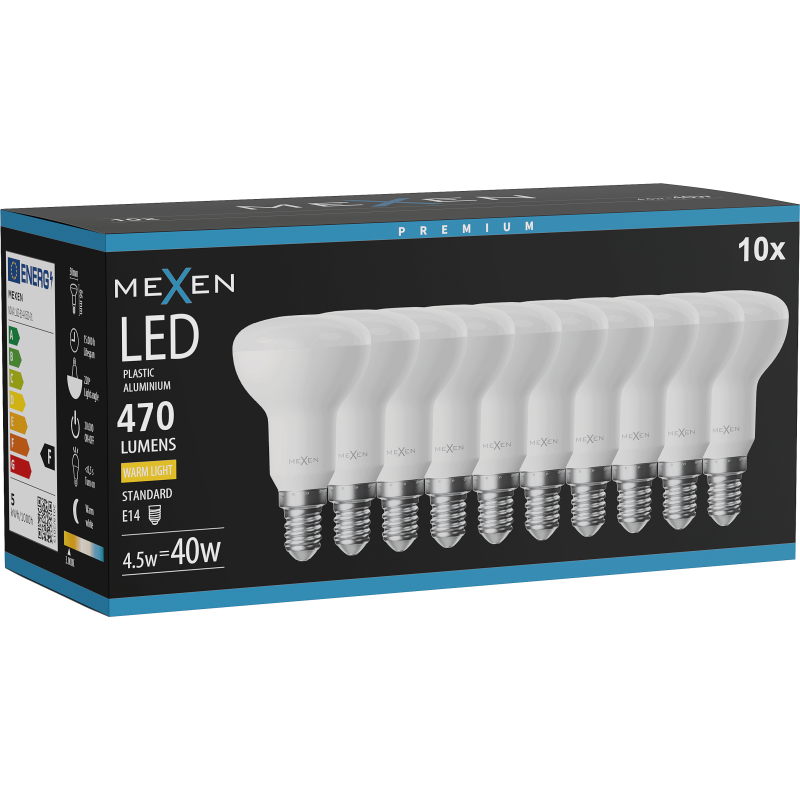 Mexen Nova 10x ampoule LED E14, R50, 4,5W, Chaude - 3000K, 470 lm - L103-E14-0530-01x10
