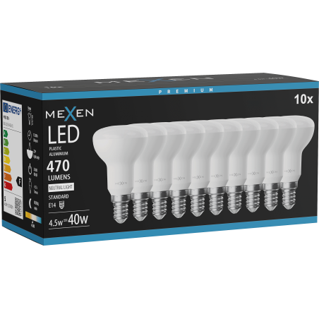 Mexen Nova 10x Ampoule LED E14, R50, 4,5W, Neutre - 4000K, 470 lm - L103-E14-0540-01x10