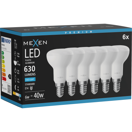 Mexen Nova 6x Ampoule LED E14, R50, 6W, Froid - 6500K, 630 lm - L103-E14-0665-01x06