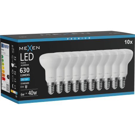 Mexen Nova 10x Ampoule LED E14, R50, 6W, Froid - 6500K, 630 lm - L103-E14-0665-01x10