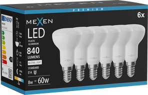 Mexen Nova 6x Ampoule LED E14, R50, 8W, Neutre - 4000K, 840 lm - L103-E14-0840-01x06