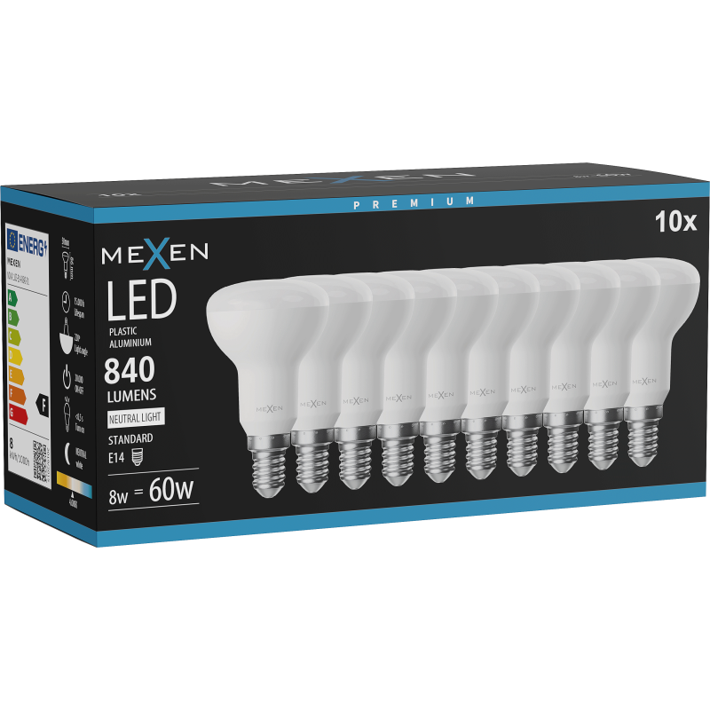 Mexen Nova 10x Ampoule LED E14, R50, 8W, Neutre - 4000K, 840 lm - L103-E14-0840-01x10