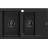 Mexen Gaspar évier en granit à 1,5 cuvette avec égouttoir 737 x 475 mm, Noir, siphon Noir - 6507731505-77-B