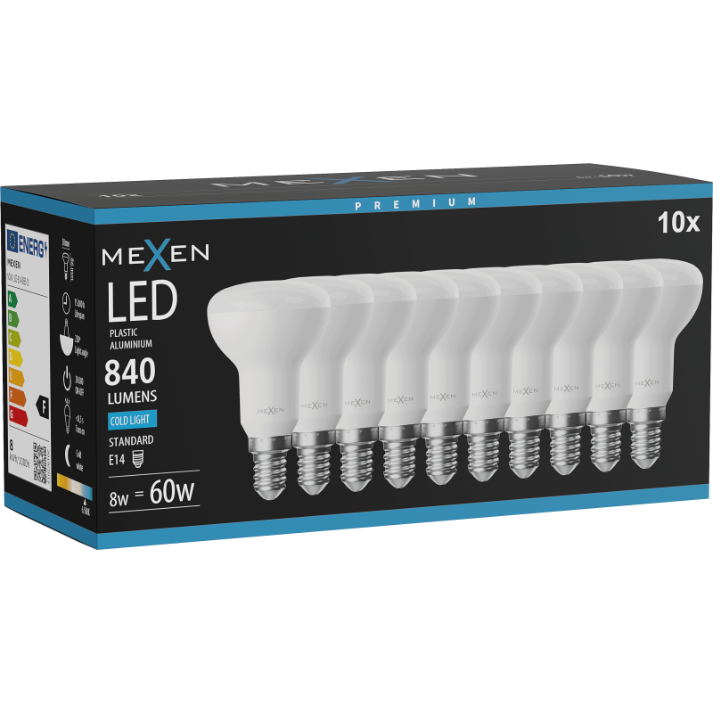 Mexen Nova 10x Ampoule LED E14, R50, 8W, Froid - 6500K, 840 lm - L103-E14-0865-01x10
