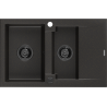 Mexen Gaspar évier en granit 1,5 bac avec égouttoir 737 x 475 mm, noir/or métallique, siphon noir - 6507731505-75-B