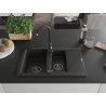 Mexen Gaspar évier en granit 1,5 bac avec égouttoir 737 x 475 mm, noir/or métallique, siphon noir - 6507731505-75-B