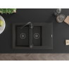 Mexen Gaspar évier en granit 1,5 bac avec égouttoir 737 x 475 mm, noir/or métallique, siphon noir - 6507731505-75-B