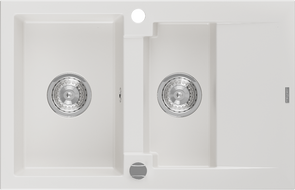 Mexen Gaspar évier en granit 1,5 bac avec égouttoir 737 x 475 mm, blanc, siphon chromé - 6507731505-20