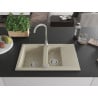 Mexen Gaspar évier en granit 1,5 bac avec égouttoir 737 x 475 mm, beige, siphon chromé - 6507731505-69