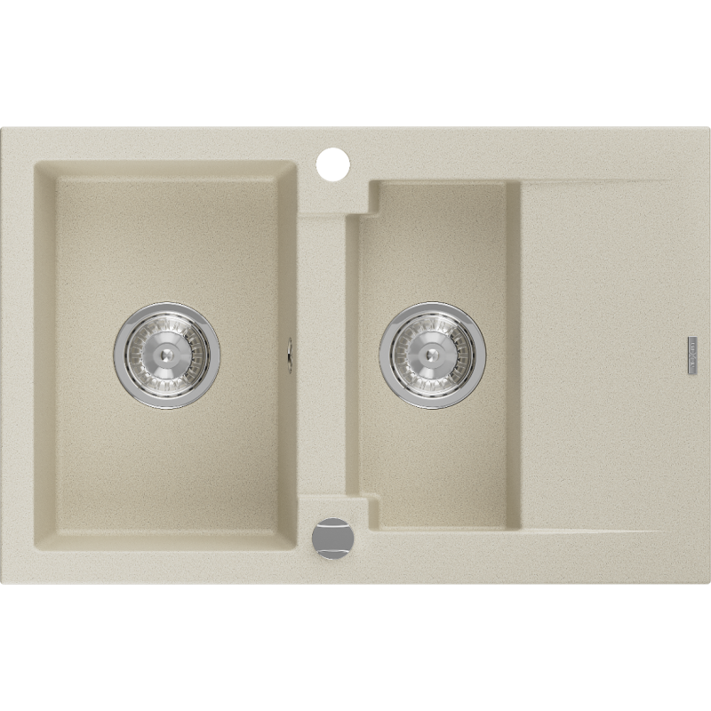 Mexen Gaspar évier en granit à 1,5 cuve avec un égouttoir court 737 x 475 mm, Beige - 6507731505-69