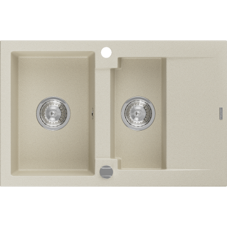 Mexen Gaspar évier en granit à 1,5 cuve avec un égouttoir court 737 x 475 mm, Beige - 6507731505-69
