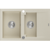 Mexen Gaspar évier en granit 1,5 bac avec égouttoir 737 x 475 mm, beige, siphon chromé - 6507731505-69