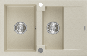 Mexen Gaspar évier en granit à 1,5 cuve avec un égouttoir court 737 x 475 mm, Beige - 6507731505-69